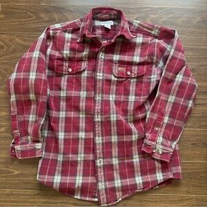 Carhartt Men's Burgundy Plaid Button Down Heavy Flannel Shirt